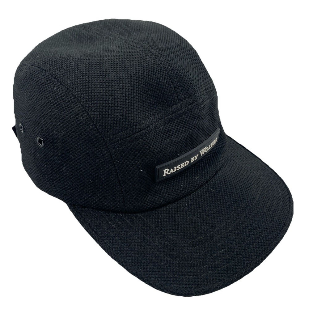Raised By Wolves 5 Panel Strapback Hat Black Made In USA